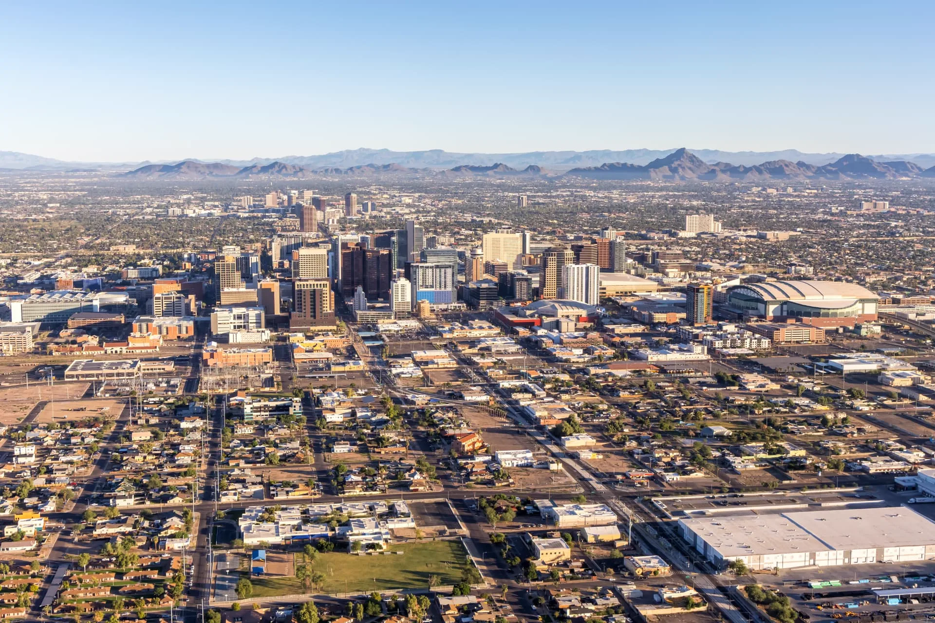 Aerial view of downtown Phoenix, Arizona