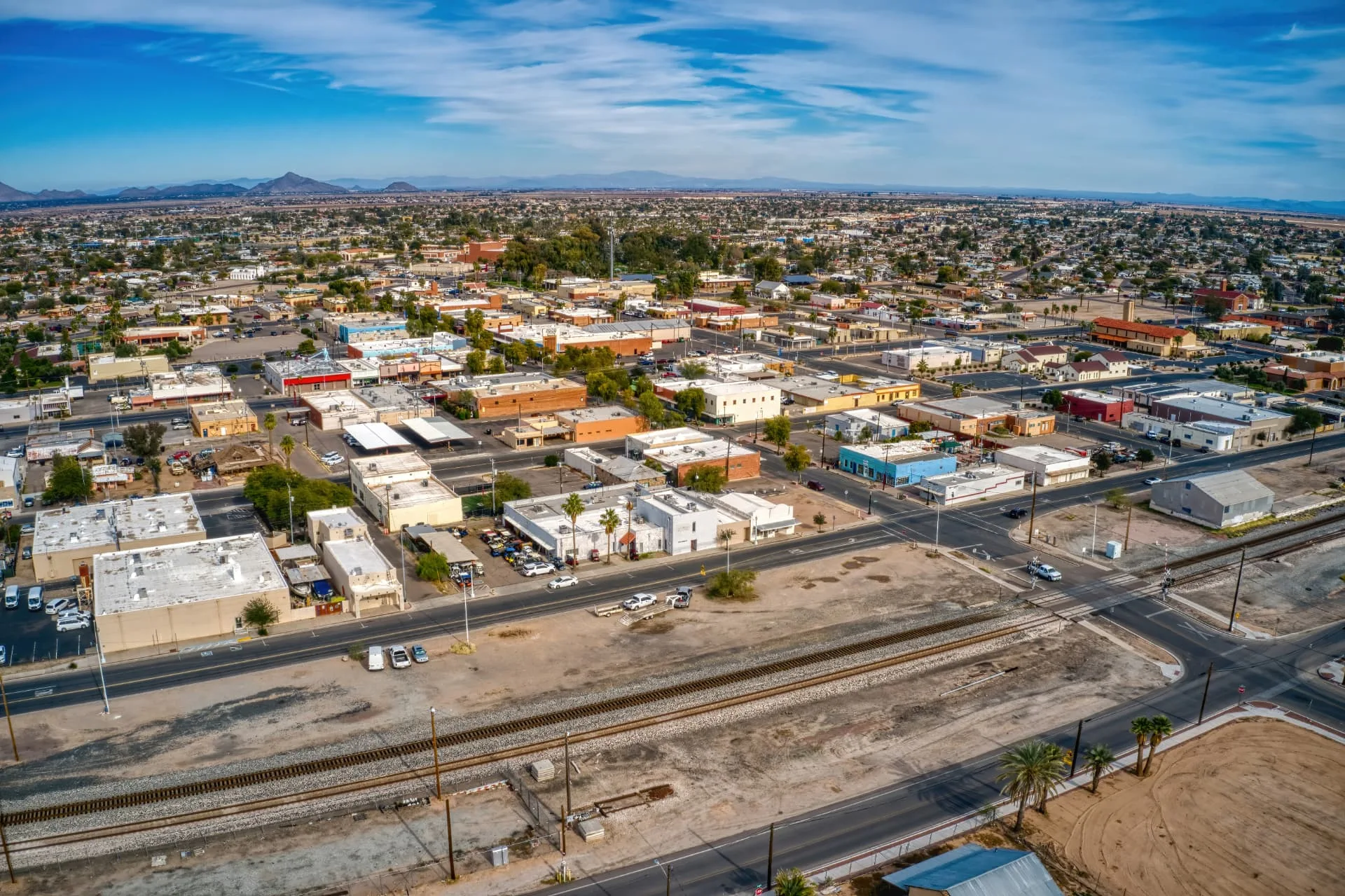 Aerial view of downtown Casa Grande and surrounding corridors