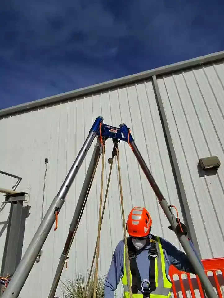 Short vertical clip of an ARS crew working at a confined space entry point