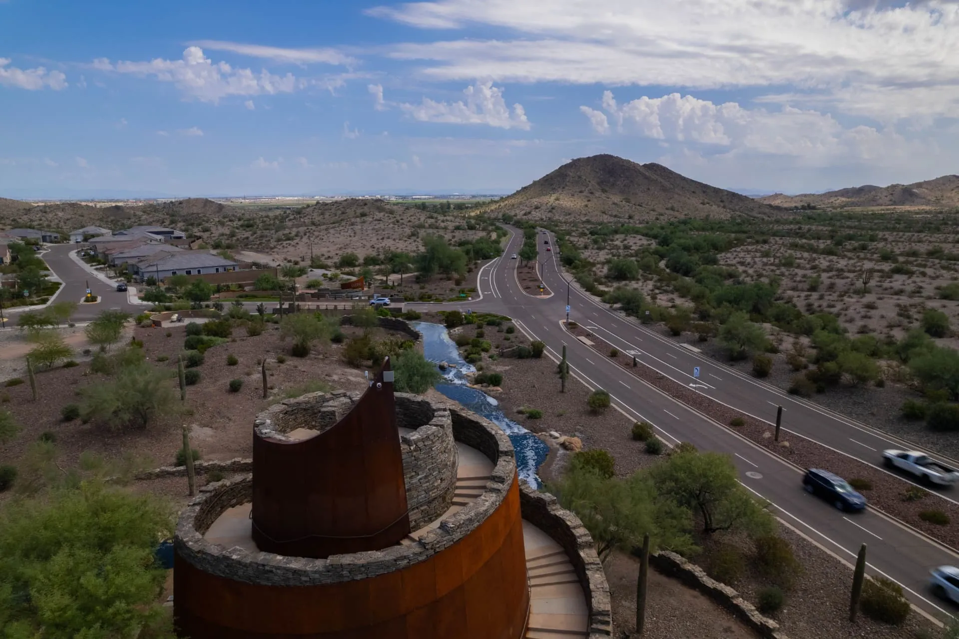 Goodyear desert corridor with roadway and Estrella foothills, rope access, confined space rescue and safety services in Goodyear, AZ